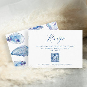 Carte D'accompagnement Oyster Mariage QR RSVP bleu aquarelle