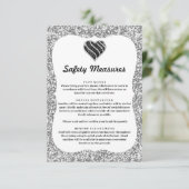 Carte D'accompagnement Paillettes Argentées Cœur Noir & Blanc Mesures de (Debout devant)