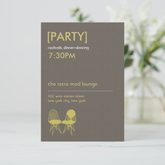 Carte D'accompagnement Paire de chaises Retro Mod Eames Réception de mari (Debout devant)