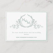 Carte D'accompagnement Pale Green Aquarelle Monogramme Site Mariage (Devant)