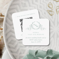 Pale Green QR Code Mariage RSVP site Web Monogramm