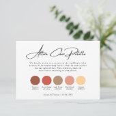 Carte D'accompagnement Palette couleur Mariage orange brulé Boho (Debout devant)