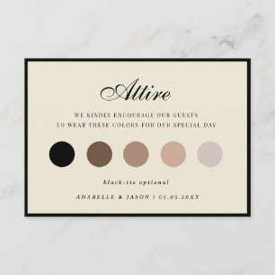 Carte D'accompagnement Palette de couleur de bordure noire pour tenue de