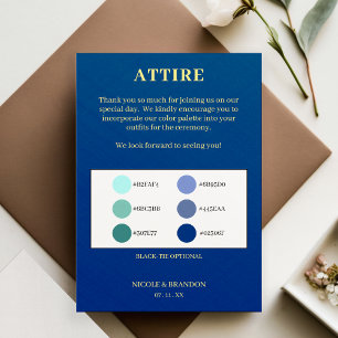 Carte D'accompagnement Palette de couleurs de Mariage bleu et jaune