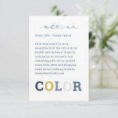 Carte D'accompagnement Palette de couleurs de mariage Code vestimentaire (Debout devant)