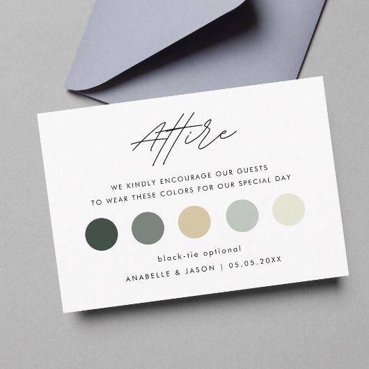 Carte D'accompagnement Palette de couleurs d'hiver moderne Mariage Attiqu