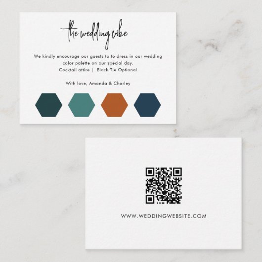 Carte D'accompagnement Palette de couleurs mariage Atteinte QR Code Scan (Devant / Derrière)