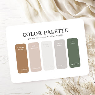 Carte D'accompagnement Palette de couleurs Mariage minimaliste neutre en