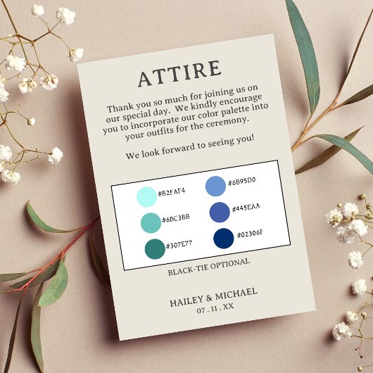 Carte D'accompagnement Palette de couleurs Rétro Mariage Attire