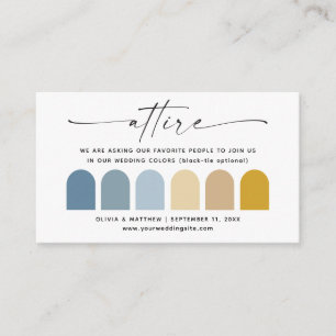 Carte D'accompagnement Palette de tenue de mariage d'automne bleu et jaun