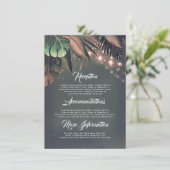 Carte D'accompagnement Palm Feuille String Lights Beach Wedding Détails (Debout devant)