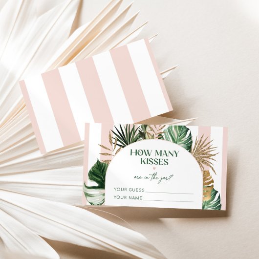 Carte D'accompagnement Palm plage rose strié combien de baisers jeu de ma