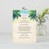 Carte D'accompagnement Palm Tree and Seaside Mariage Détails (Debout devant)