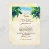 Carte D'accompagnement Palm Tree and Seaside Mariage Détails (Devant / Derrière)