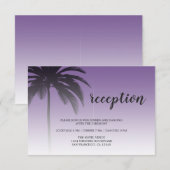 Carte D'accompagnement Palm Tree Beach Tropical Violet Réception de maria (Devant / Derrière)