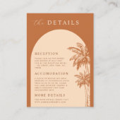 Carte D'accompagnement Palm Tree Boho Beach Terracotta Détails Mariage (Devant)