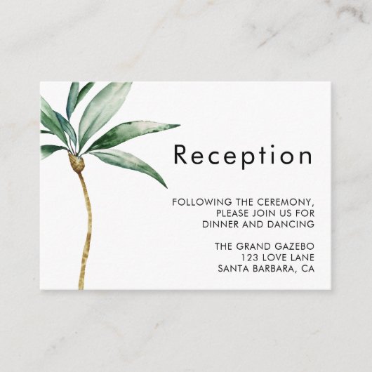 Carte D'accompagnement Palm Tree Destination Mariage Réception (Devant)