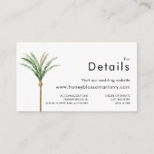 Carte D'accompagnement Palm Tree Destination Wedding Détails du site web (Devant)