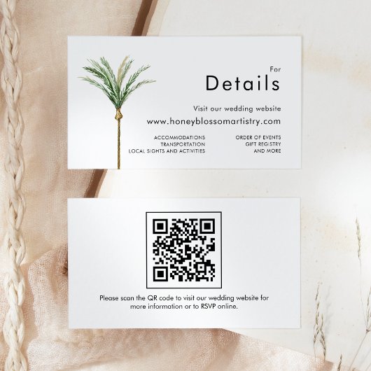 Carte D'accompagnement Palm Tree Destination Wedding Détails du site web