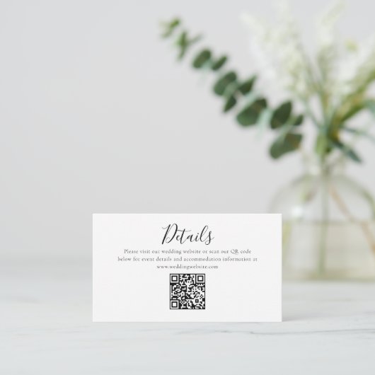 Carte D'accompagnement Palm Tree Minimal Script Details QR Code Wedding (Debout devant)
