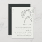 Carte D'accompagnement Palme feutrée Croquis Noir Blanc Mariage Réception (Devant / Derrière)