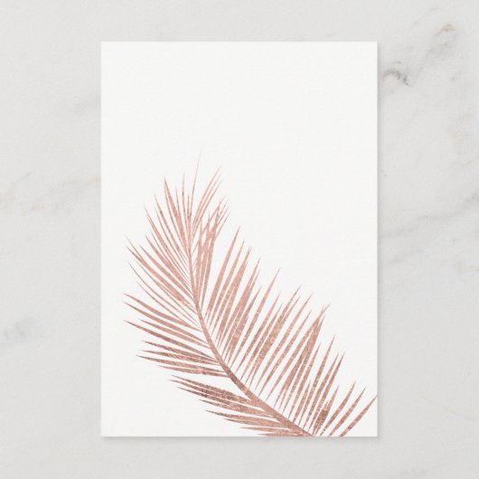 Carte D'accompagnement Palmier d'or rose moderne code Qr détails mariage (Dos)