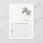 Carte D'accompagnement Palmiers minimaux Hébergement Mariage tropical (Devant)
