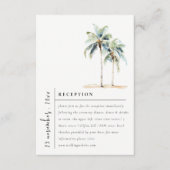 Carte D'accompagnement Palmiers minimaux Réception de mariage tropical (Devant)