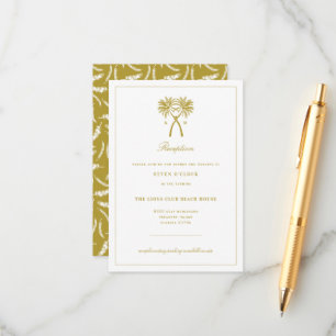 Carte D'accompagnement Palmiers noués Réception de mariage tropical