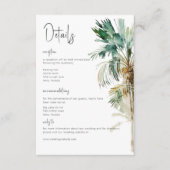 Carte D'accompagnement Palmiers tropicaux Mariage moderne Détails (Devant)