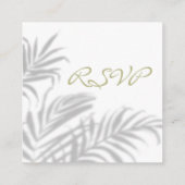 Carte D'accompagnement Palmiers tropicaux Ombres Mariage vert RSVP (Dos)
