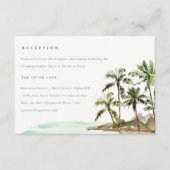 Carte D'accompagnement Palmiers Tropicaux Plage Sable Réception Mariage (Devant)