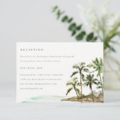 Carte D'accompagnement Palmiers Tropicaux Plage Sable Réception Mariage (Debout devant)