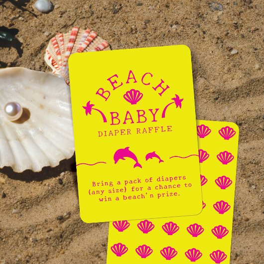 Carte D'accompagnement Palms & Dolphins Plage Jaune & Rose Bébé