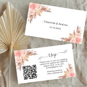 Carte D'accompagnement Pampas blush mariage site de réponse QR code RSVP