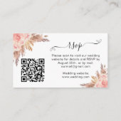 Carte D'accompagnement Pampas blush mariage site de réponse QR code RSVP (Dos)