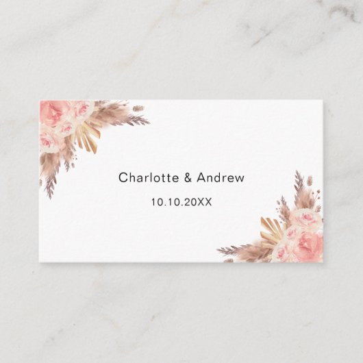 Carte D'accompagnement Pampas blush mariage site de réponse QR code RSVP (Devant)