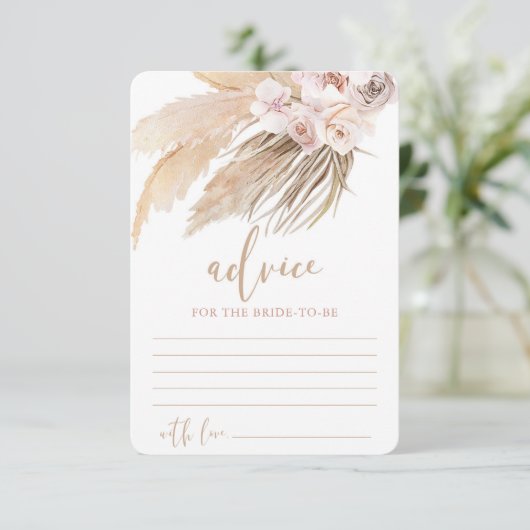 Carte D'accompagnement Pampas grass boho bohemian Conseils pour la mariée (Debout devant)