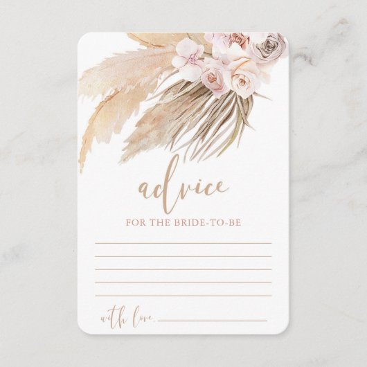 Carte D'accompagnement Pampas grass boho bohemian Conseils pour la mariée (Devant)