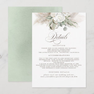 Carte D'accompagnement Pampas Grass Earth Shades Floral Mariage Détails