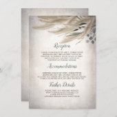 Carte D'accompagnement Pampas Grass Greenery Détails du Mariage Informati (Devant / Derrière)