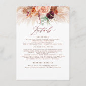 Carte D'accompagnement Pampas Grass Terracotta Détails Mariage Boîtier (Devant)