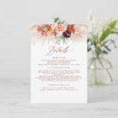 Carte D'accompagnement Pampas Grass Terracotta Détails Mariage Boîtier (Debout devant)