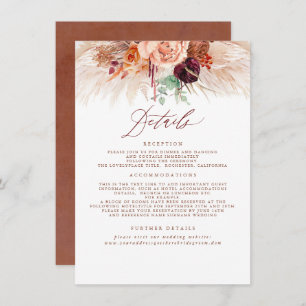 Carte D'accompagnement Pampas Grass Terracotta Détails Mariage Boîtier