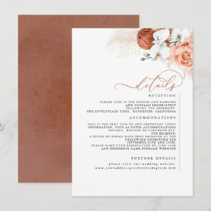 Carte D'accompagnement Pampas Grass Terracotta Détails Mariage Boîtier