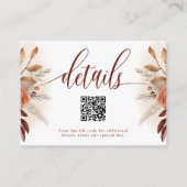 Carte D'accompagnement Pampas Grass Terracotta QR Code Détails du Mariage (Devant)