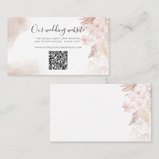 Carte D'accompagnement Pampas Grass Terracotta QR Code Site Mariage (Devant / Derrière)
