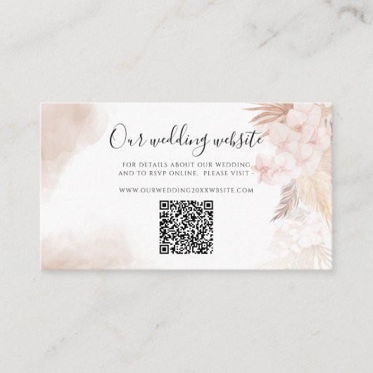 Carte D'accompagnement Pampas Grass Terracotta QR Code Site Mariage (Devant)