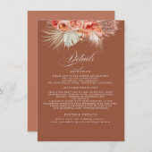 Carte D'accompagnement Pampas Grass Terracotta Rust Détails Mariage (Devant / Derrière)