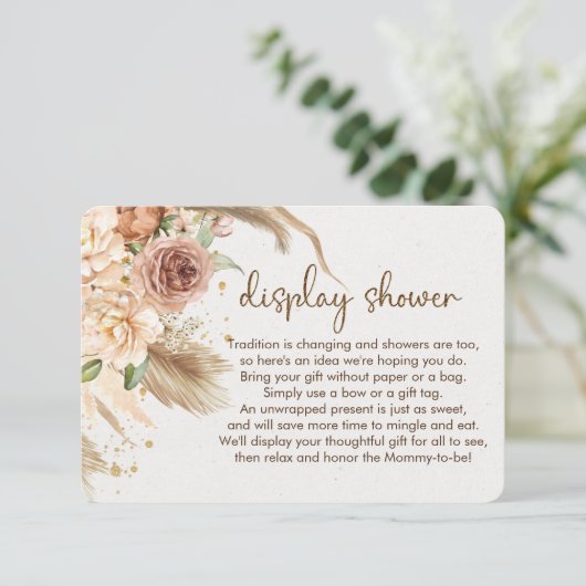 Carte D'accompagnement Pampas herbe boho présentoir douche inserts (Debout devant)